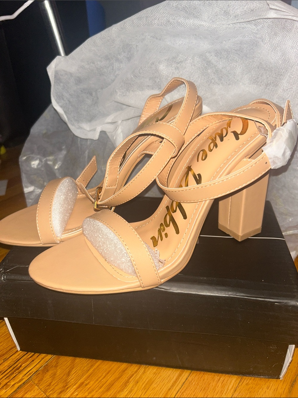 Cape Robin Block Heel Ankle Strap Sandals in Nude